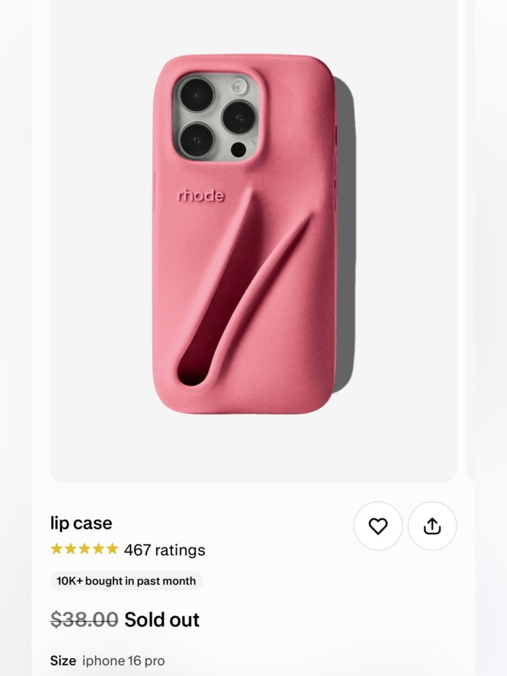 RHODE Pink Lip Case with Built-In Grip for iPhone